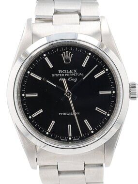 Rolex Air-King 14000 Black Index Dial Smooth Bezel Oyster 34mm Womens Watch
